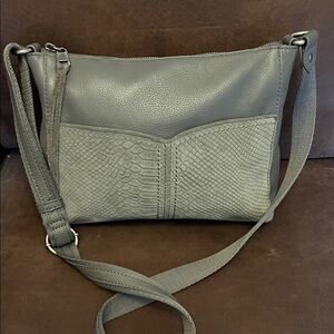 The Sak Gray Leather Textured Crossbody Bag